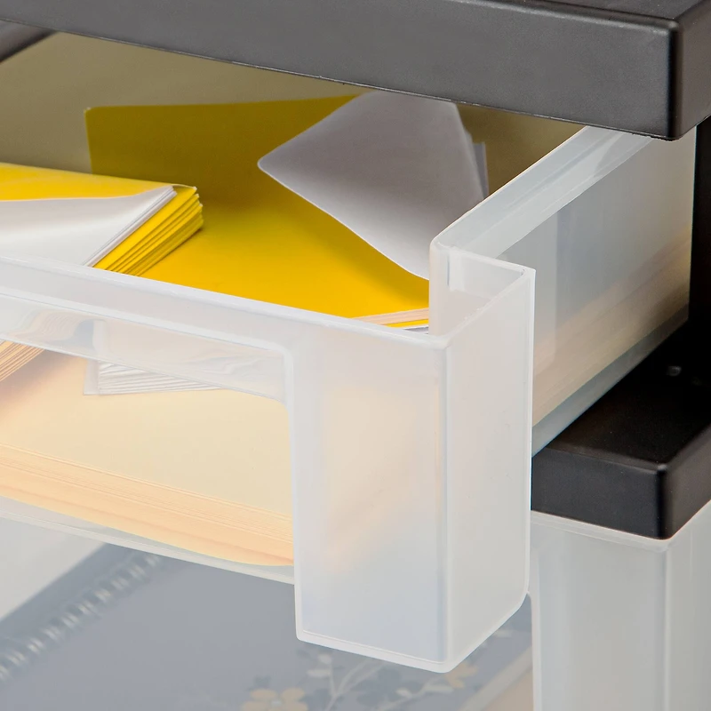 Iris® 3-Drawer Cart with Organizer Top, Black