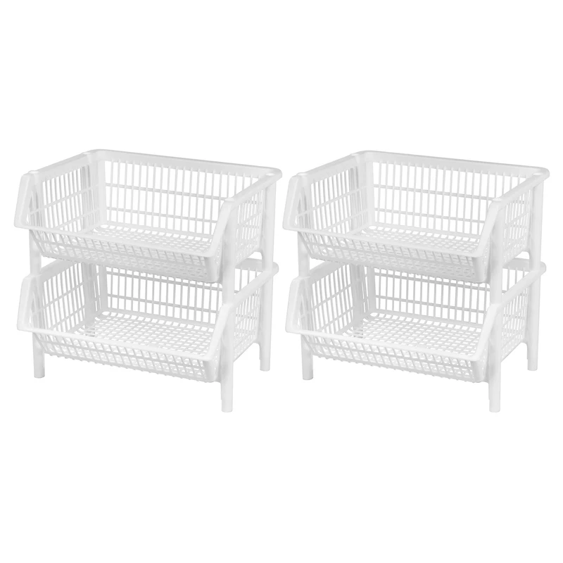 Iris® White Jumbo Stacking Basket, 4 Pack