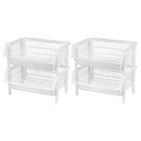 Iris® White Jumbo Stacking Basket, 4 Pack