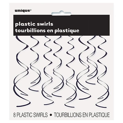 Plastic Hanging Swirl Black Decorations, 8ct