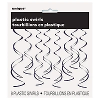 Plastic Hanging Swirl Black Decorations, 8ct