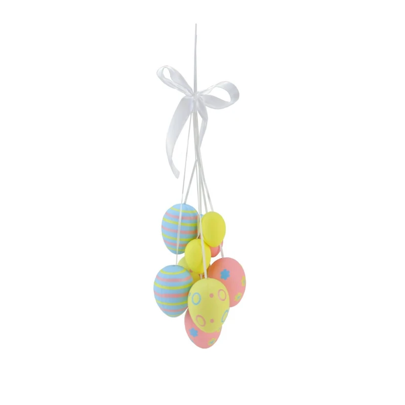 Pastel Pink, Yellow and Blue Easter Egg Cluster Hanging Decoration