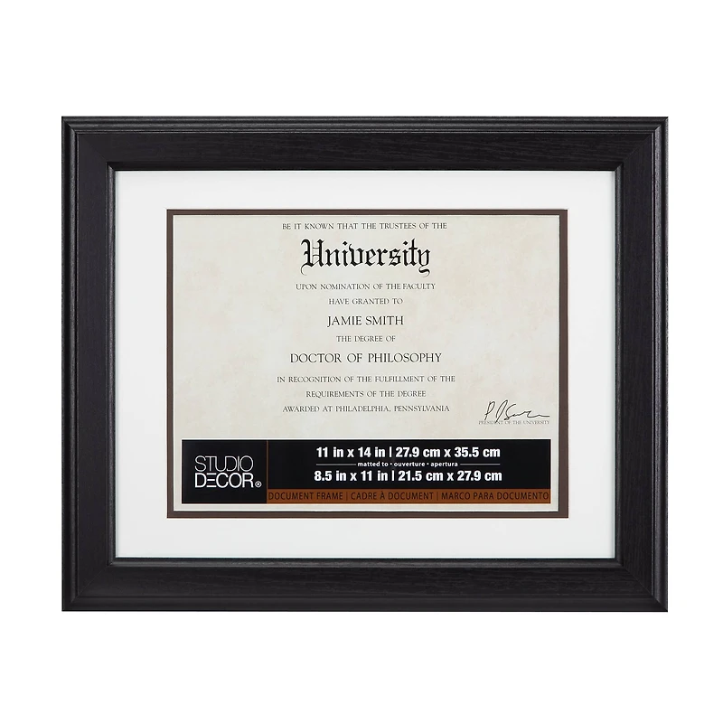 11" x 14" Brown Document Frame with Double Mat by Studio Décor®