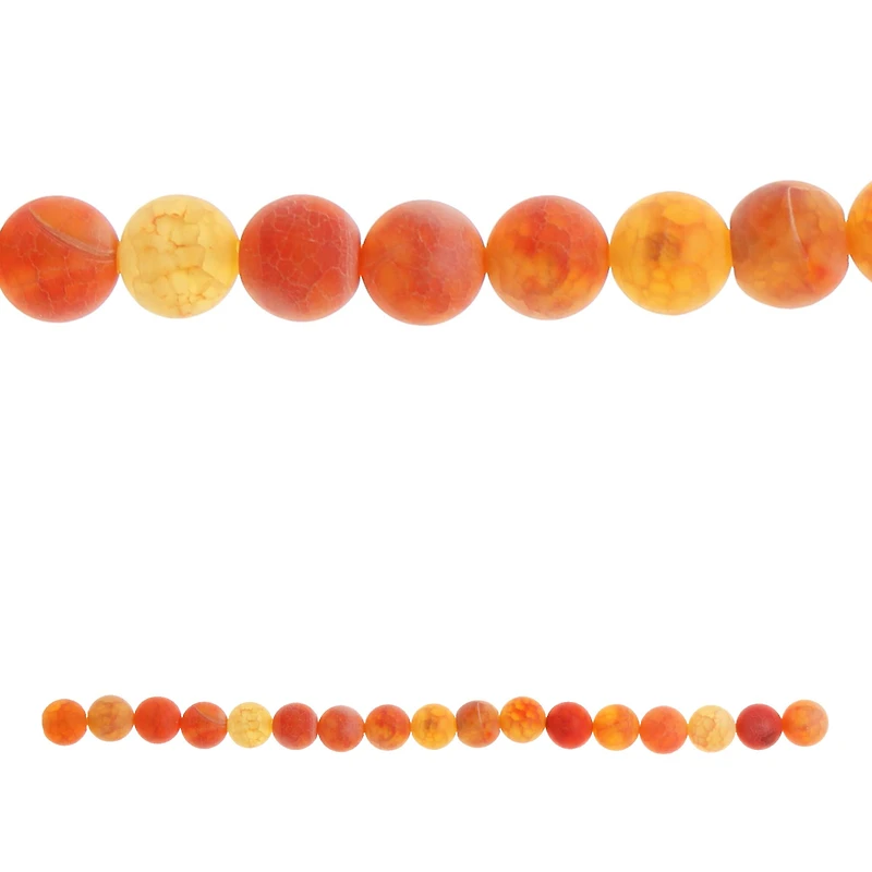 12 Pack: Orange Crackle Agate Round Beads, 10mm by Bead Landing™