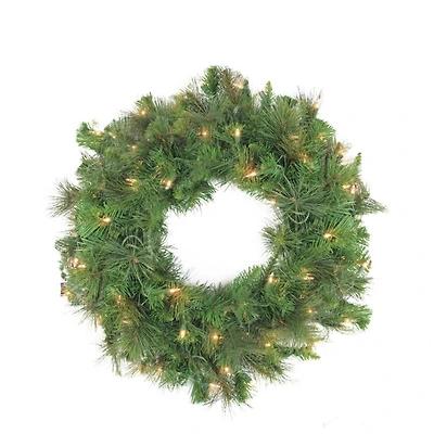 36" Pre-Lit Canyon Pine Artificial Wreath with Clear Lights