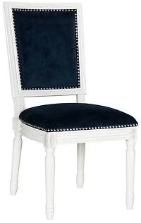 Buchanan Rectangle Side Chair Set of 2 in Velvet Navy & Cream