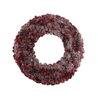 18" Wine Burgundy Glitter Pine Cone Artificial Christmas Wreath, Unlit