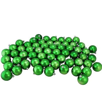 60ct Shiny Christmas Green Shatterproof Ball Ornaments