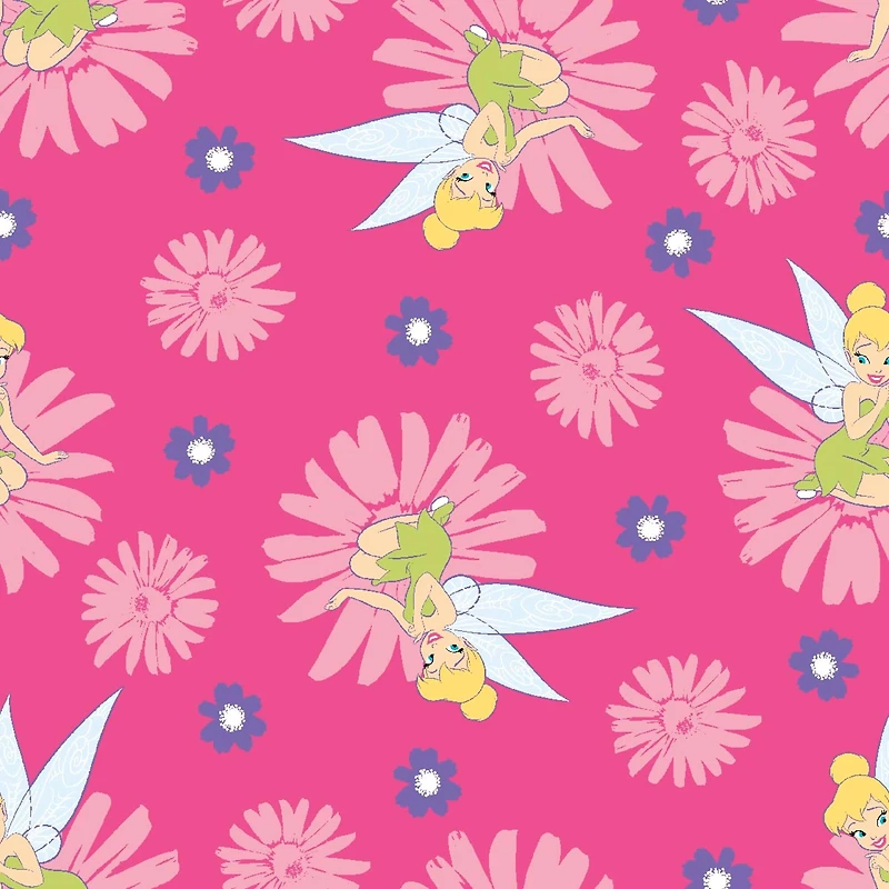 Disney Tink Fairy Happy Summer Badge Quilting Cotton Fabric