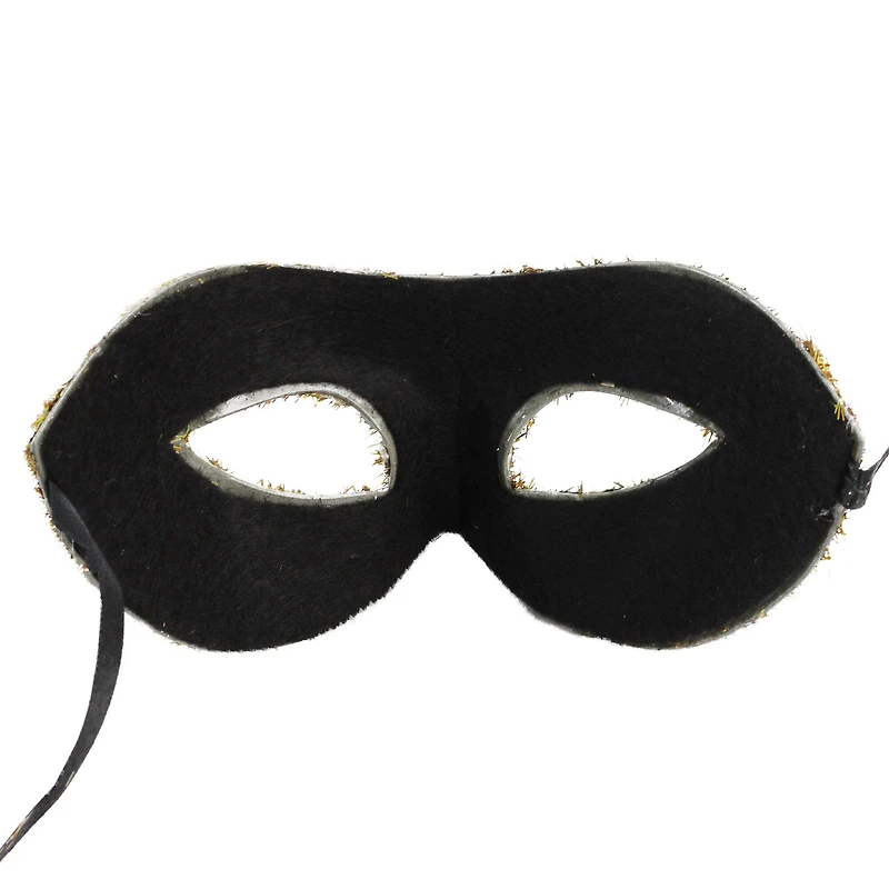 7" Gold and Black Big Cat Animal Print Halloween Mask with Sequins and Glitter