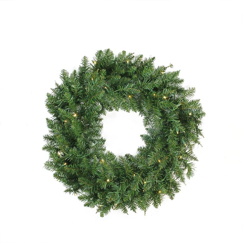 30" Pre-Lit Buffalo Fir Artificial Wreath, Warm White LED Lights