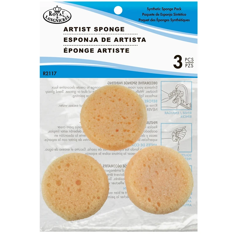 24 Packs: 3 ct. (72 total) Royal & Langnickel® Round Synthetic Sponge Set