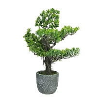 21" Artificial Bonsai Tree in Round Stone Pot