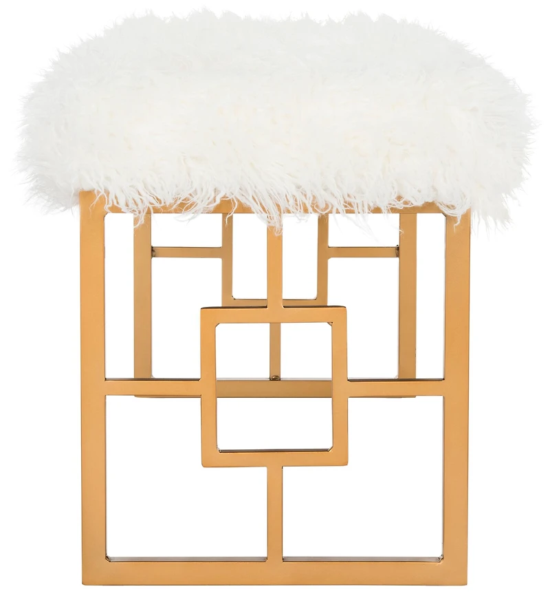 Mera Faux Lamb Bench in White