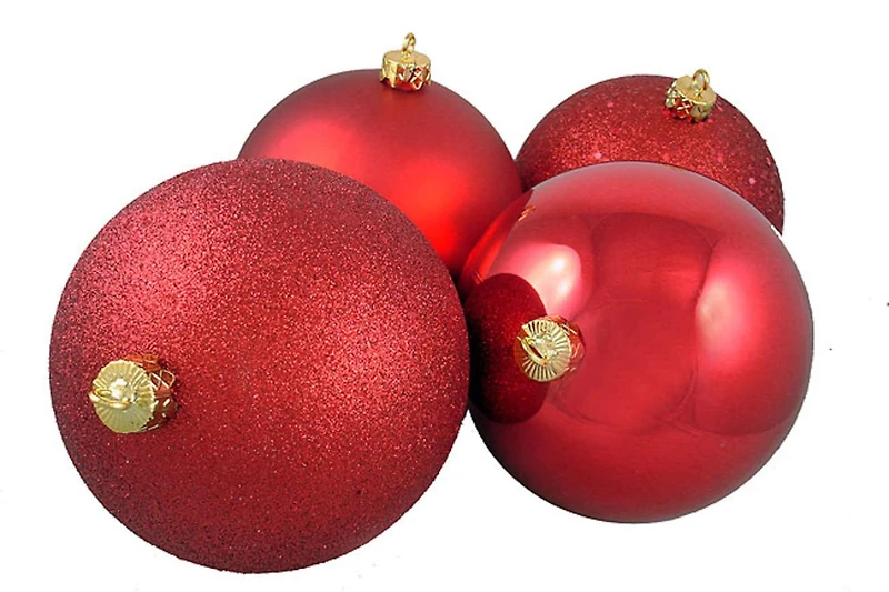 4ct Red Hot Shatterproof 4-Finish Ball Ornaments
