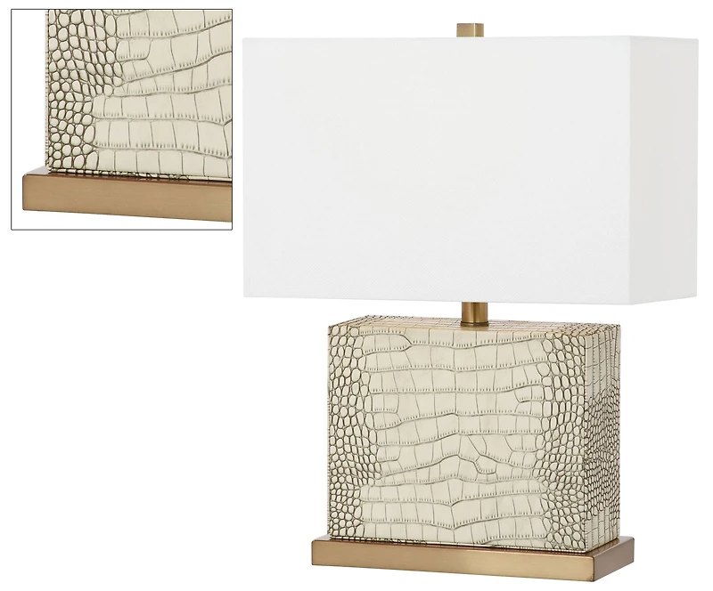 Delia Table Lamp in Creme Alligator