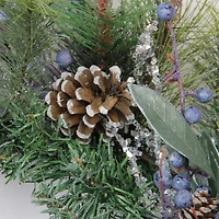 24" Mixed Pine Blueberries & Snowy Pine Cones Artificial Wreath, Unlit