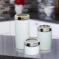 Honey Can Do White Retro Canisters, 3 Pack