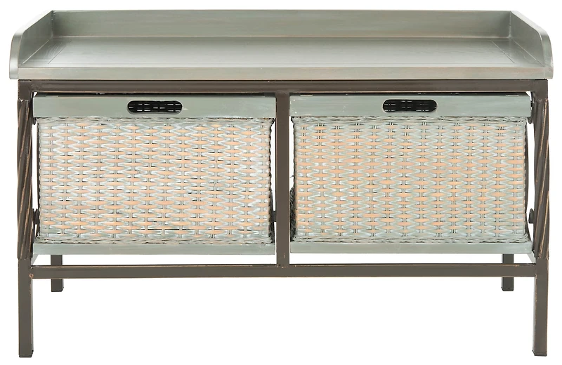 Noah Storage Bench in Antique Pewter/French Grey