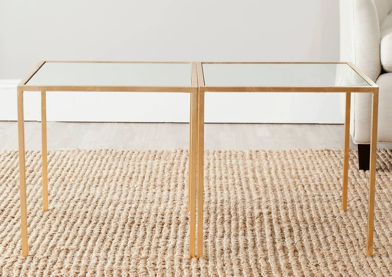 Kiley Accent Table in Gold & Mirror