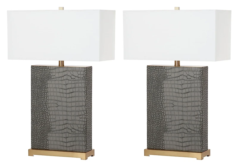 Joyce Table Lamp Set in Grey Alligator