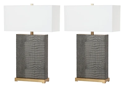 Joyce Table Lamp Set in Grey Alligator