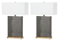 Joyce Table Lamp Set in Grey Alligator