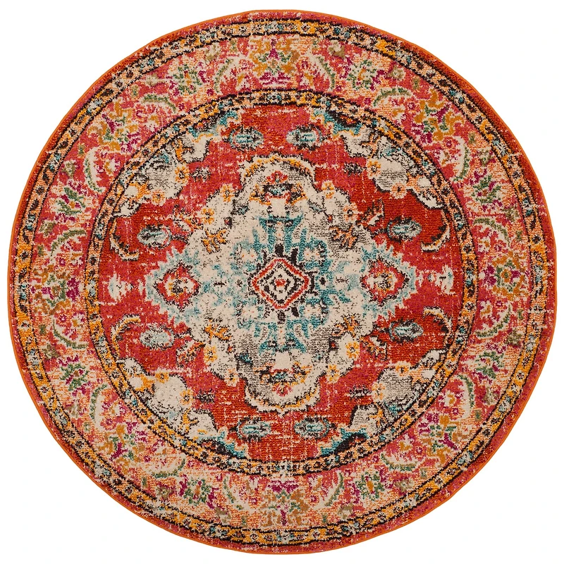 Monaco Border Medallion 3' X 3' Round Area Rug