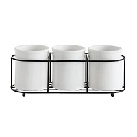 Hello Honey® 11.5" White Ceramic Containers In Metal Holder