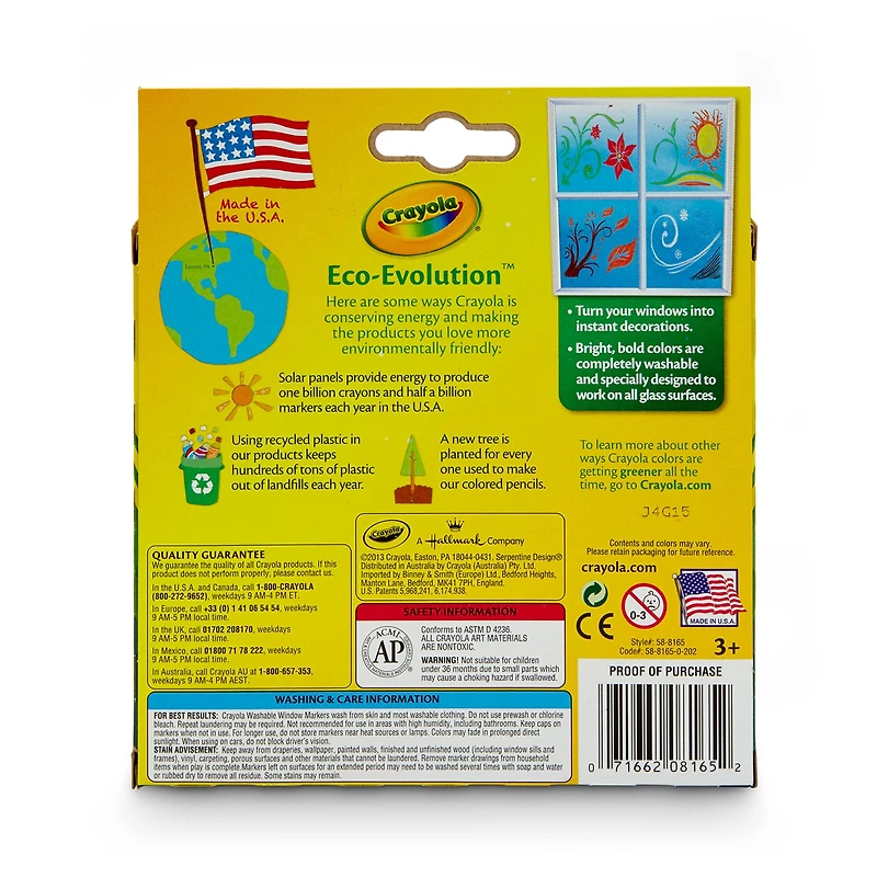 12 Packs: 8 ct. (96 total) Crayola Washable Window Markers