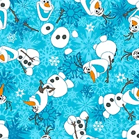 Disney® Olaf Winter Snowflakes Scene Blue Fleece Fabric
