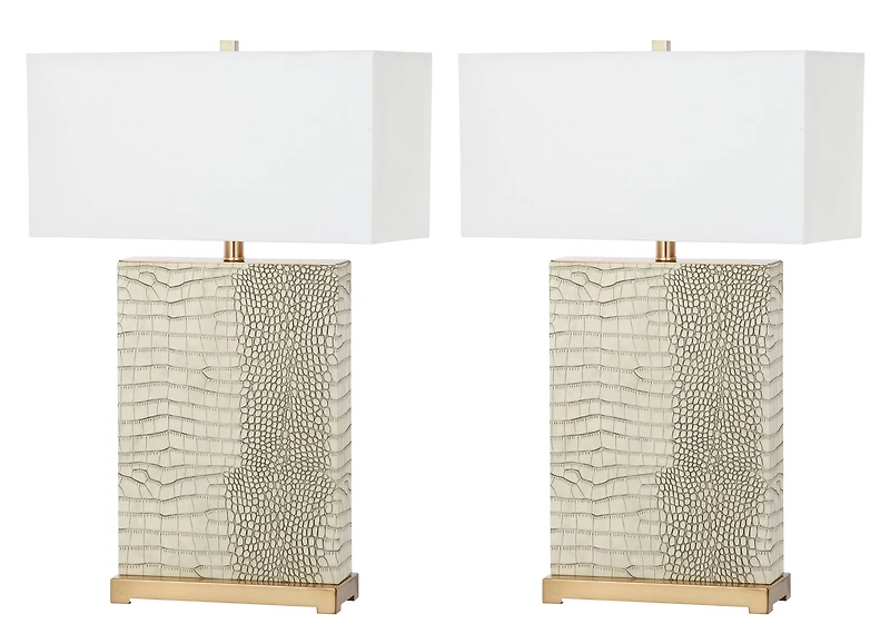 Joyce Table Lamp Set in Creme Alligator