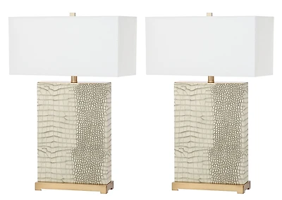 Joyce Table Lamp Set in Creme Alligator