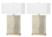 Joyce Table Lamp Set in Creme Alligator