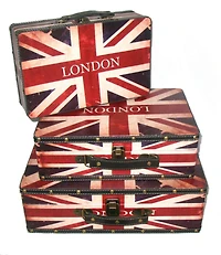 Rustic British Flag Wooden Storage Boxes Set