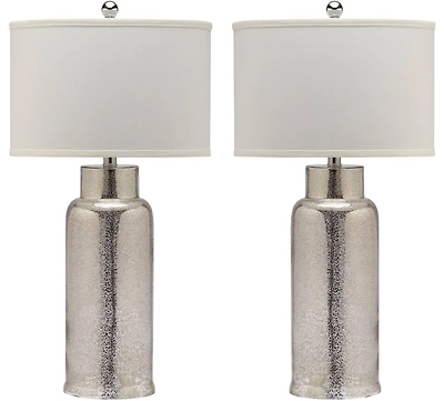 Bottle Glass Lamp Set in Silver