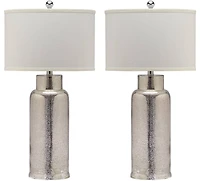 Bottle Glass Lamp Set in Silver