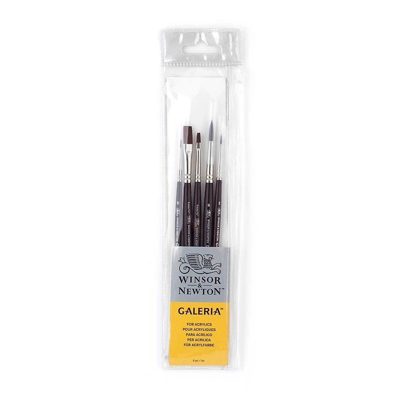 Winsor & Newton® Galeria® Short Handle Brush 5 Pack