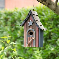 Glitzhome® Patriotic Hand Painted Wood Bird House