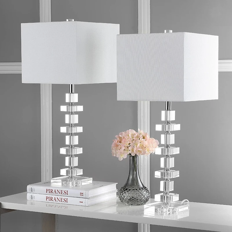 Deco Crystal Table Lamp Set in Crystal