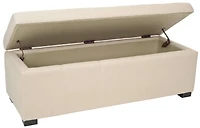 Maiden Large Tufted Linen Storage Bench in Beige