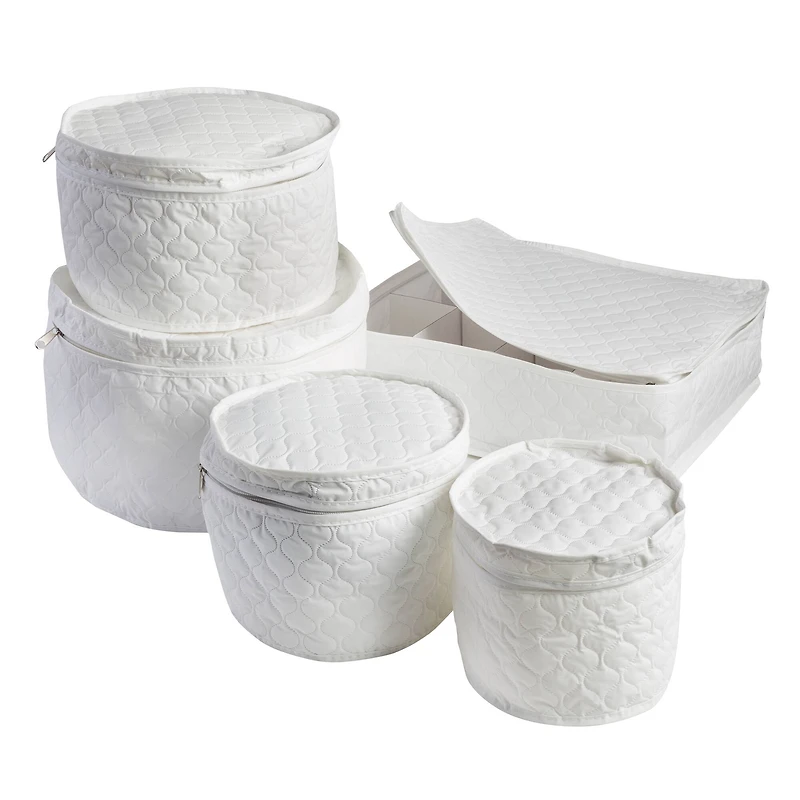 Honey Can Do White Dinnerware Storage Set, 5 Pieces