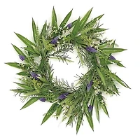 24" Purple Hyacinth & Yellow Fennel Seed Floral Wreath