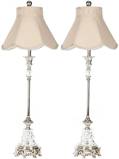 Arianna Glass Candlestick Lamp Set in Clear