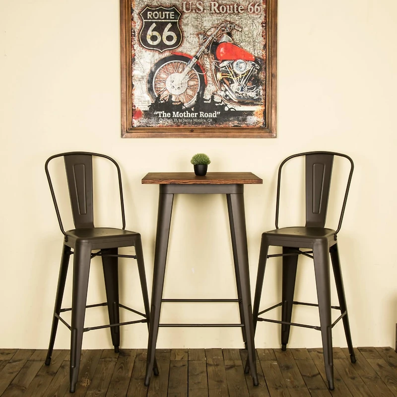 Glitzhome® Metal & Wood Bistro Pub Bar Table