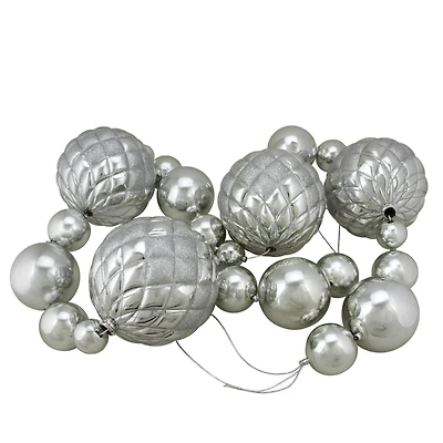 6' Oversized Shatterproof Shiny Silver Ball Garland with Glitter