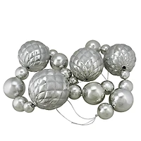 6' Oversized Shatterproof Shiny Silver Ball Garland with Glitter