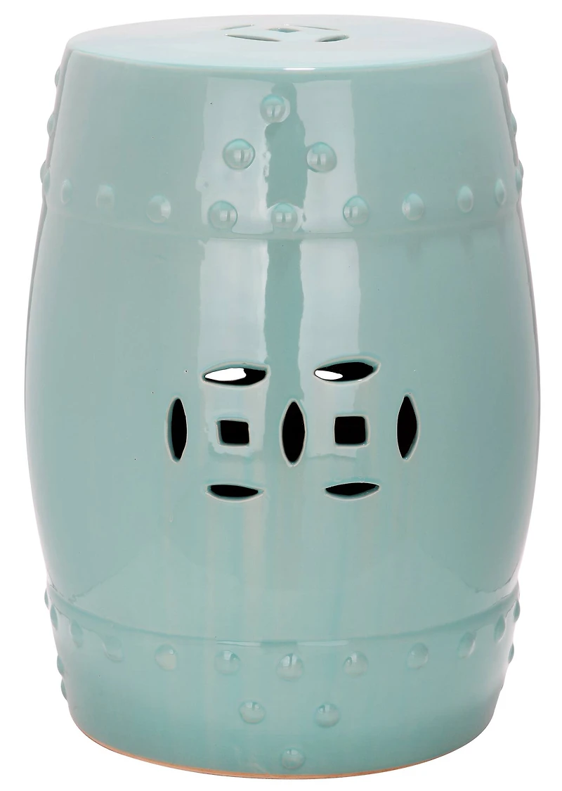 Modern Ming Garden Stool in Light Aqua