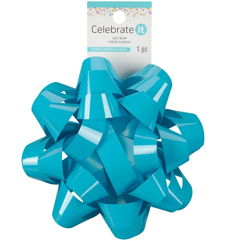 5.75" Turquoise Lacquer Gift Bow by Celebrate It™ 
