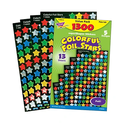 Trend Enterprises® superShapes Multicolor Foil Stars Stickers, 3 Pack Bundle